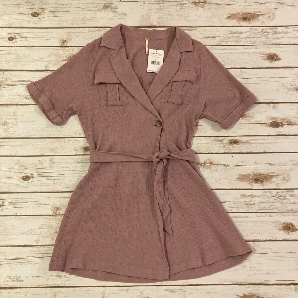 Free People Purple Ash Clementine Mini Dress Endless Summer Textured Wrap XS